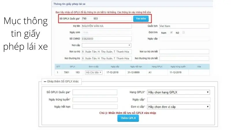 Bước 3: Nhập thông tin hồ sơ cấp đổi giấy phép lái xe qua mạng Bước 3: Nhập thông tin hồ sơ cấp đổi giấy phép lái xe qua mạng