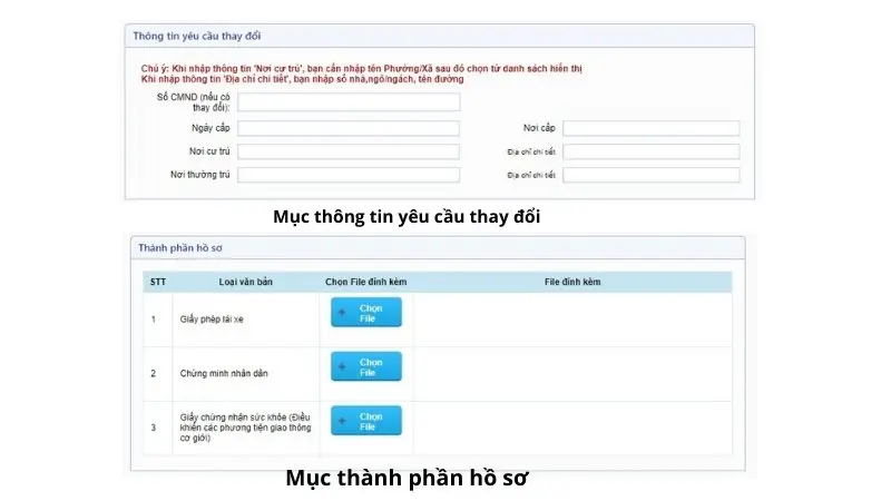 Bước 3: Nhập thông tin hồ sơ cấp đổi giấy phép lái xe qua mạng Bước 3: Nhập thông tin hồ sơ cấp đổi giấy phép lái xe qua mạng