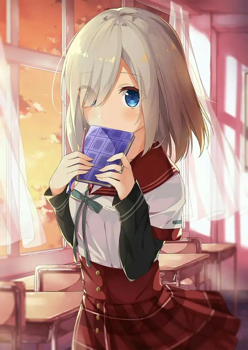 Ảnh anime nữ tóc ngắn đeo kính duyên dáng