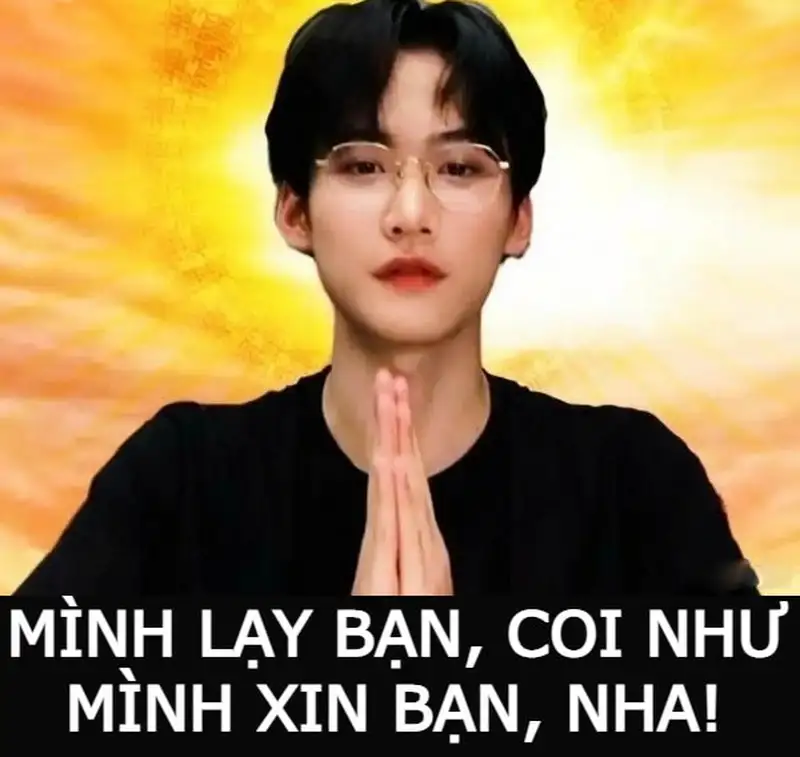 Meme quỳ xin lỗi mang lại cảm giác dễ thương và hài hước cho người xem.