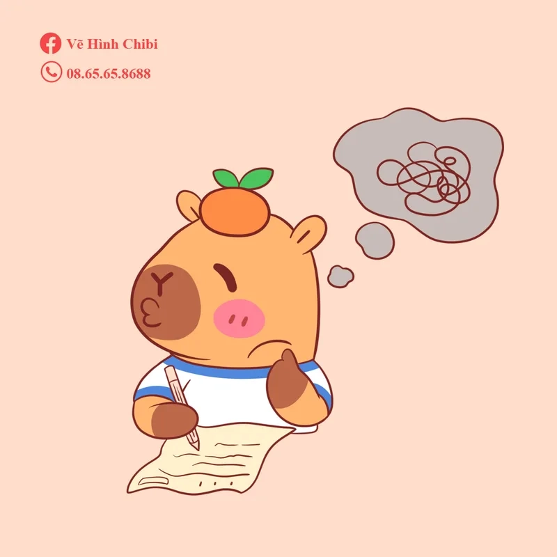 Hình vẽ sống động từ bộ chibi capybara drawing dễ thương