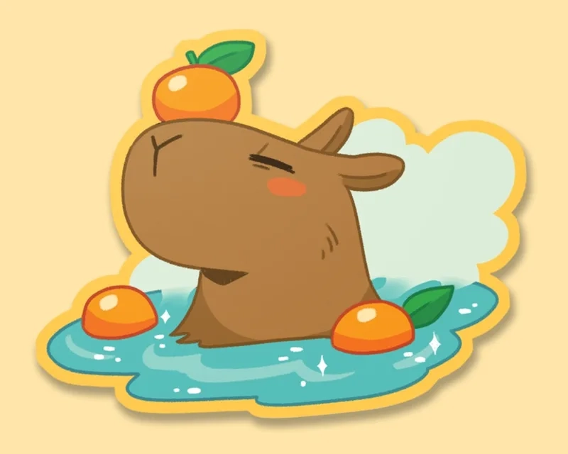 Dành cho người yêu động vật hình vẽ capybara chibi cute