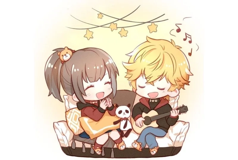 Dễ thương từ ánh nhìn đầu tiên với hình ảnh cặp đôi chibi