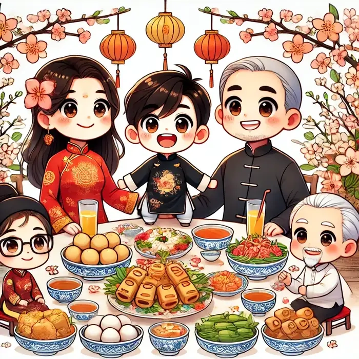 Mẫu ảnh không thể thiếu cho mùa xuân chibi cute tết