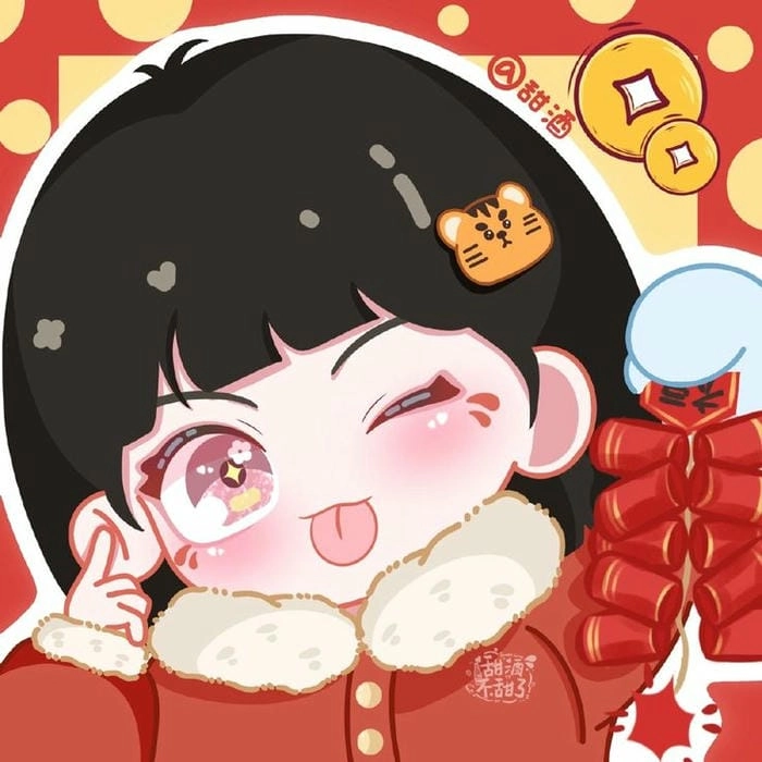 Ảnh thiết kế riêng cực yêu từ chibi ghép mặt cho bé tết